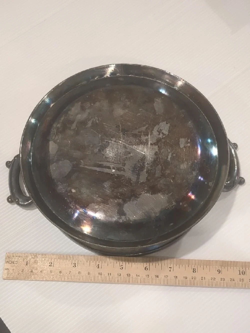 Antique Silver Double-Handled Serving Bowl